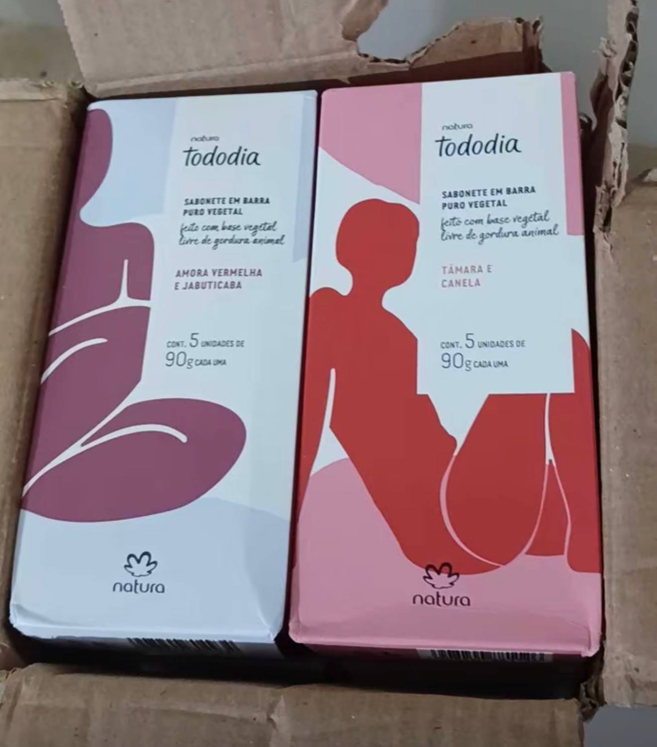 Caixas Natura Tododia embaladas para envio